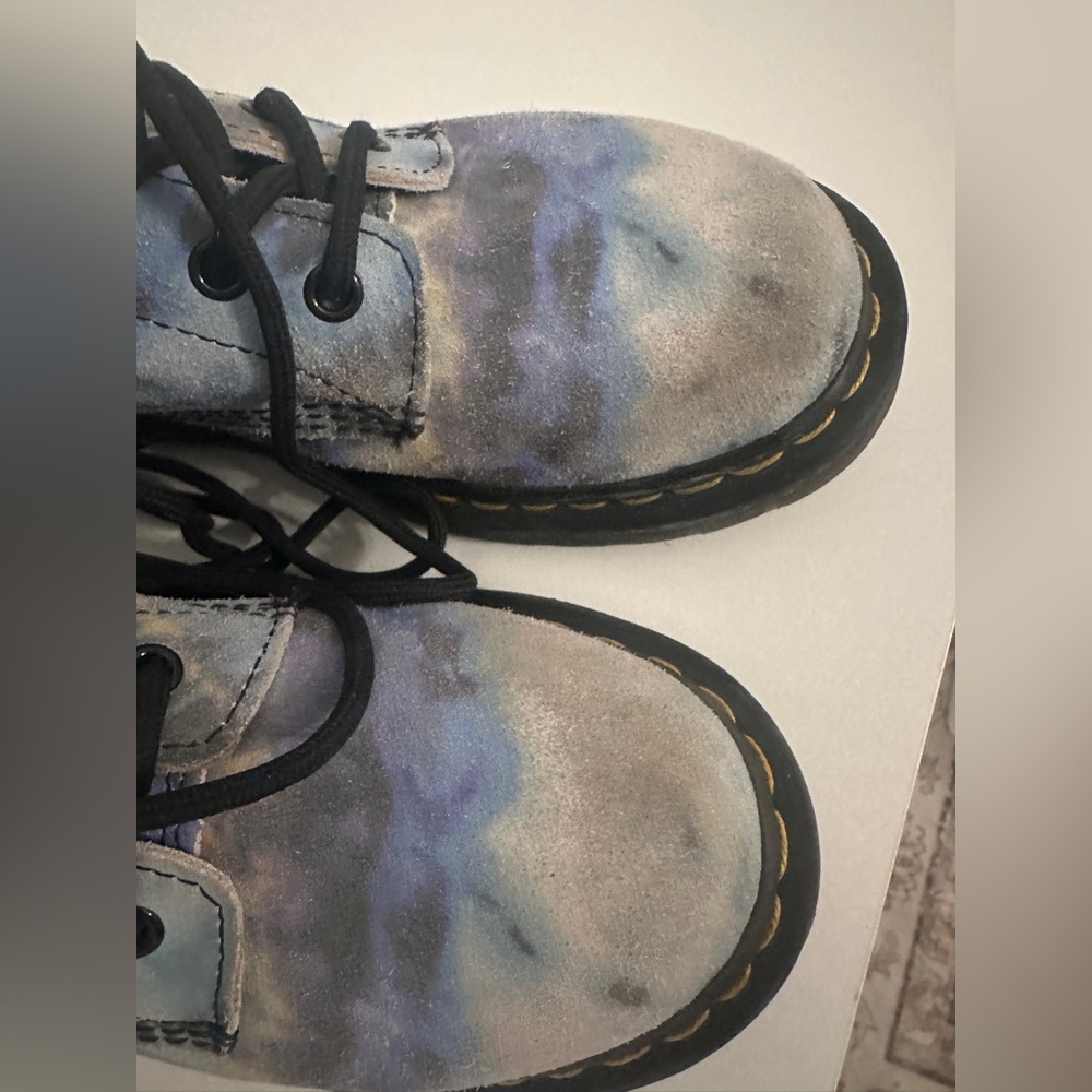 Dr Martens 1460 Pascal Blue Leather Combat Boots Women's 7 Grunge - Picture 2 of 4